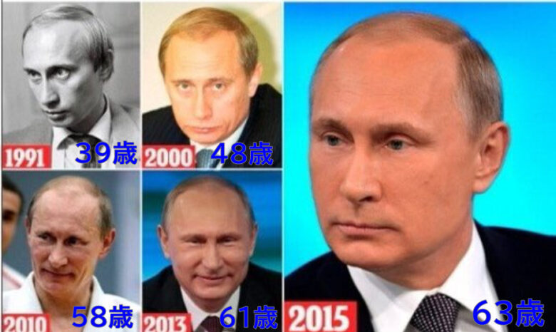 プーチン大統領の年代別の顔を比較